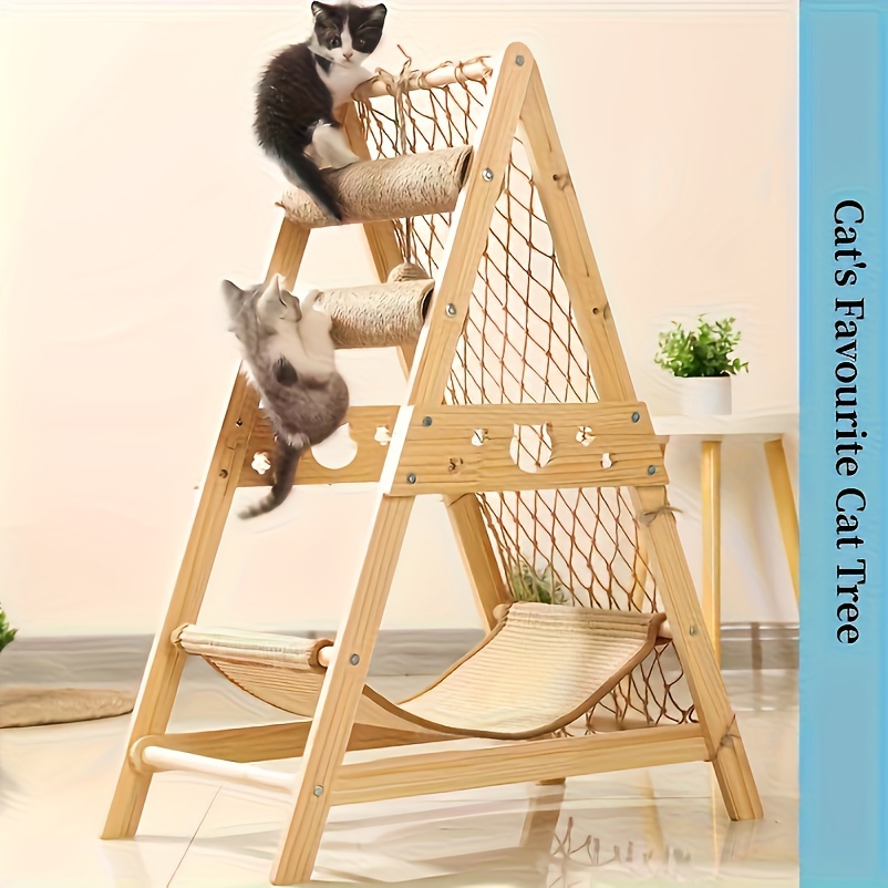 

6-in-1 Solid Wood Cat Tree Tower With , Jumping Platforms & Scratching Post - Multi-level Indoor Cat Condo For Play And , Cat