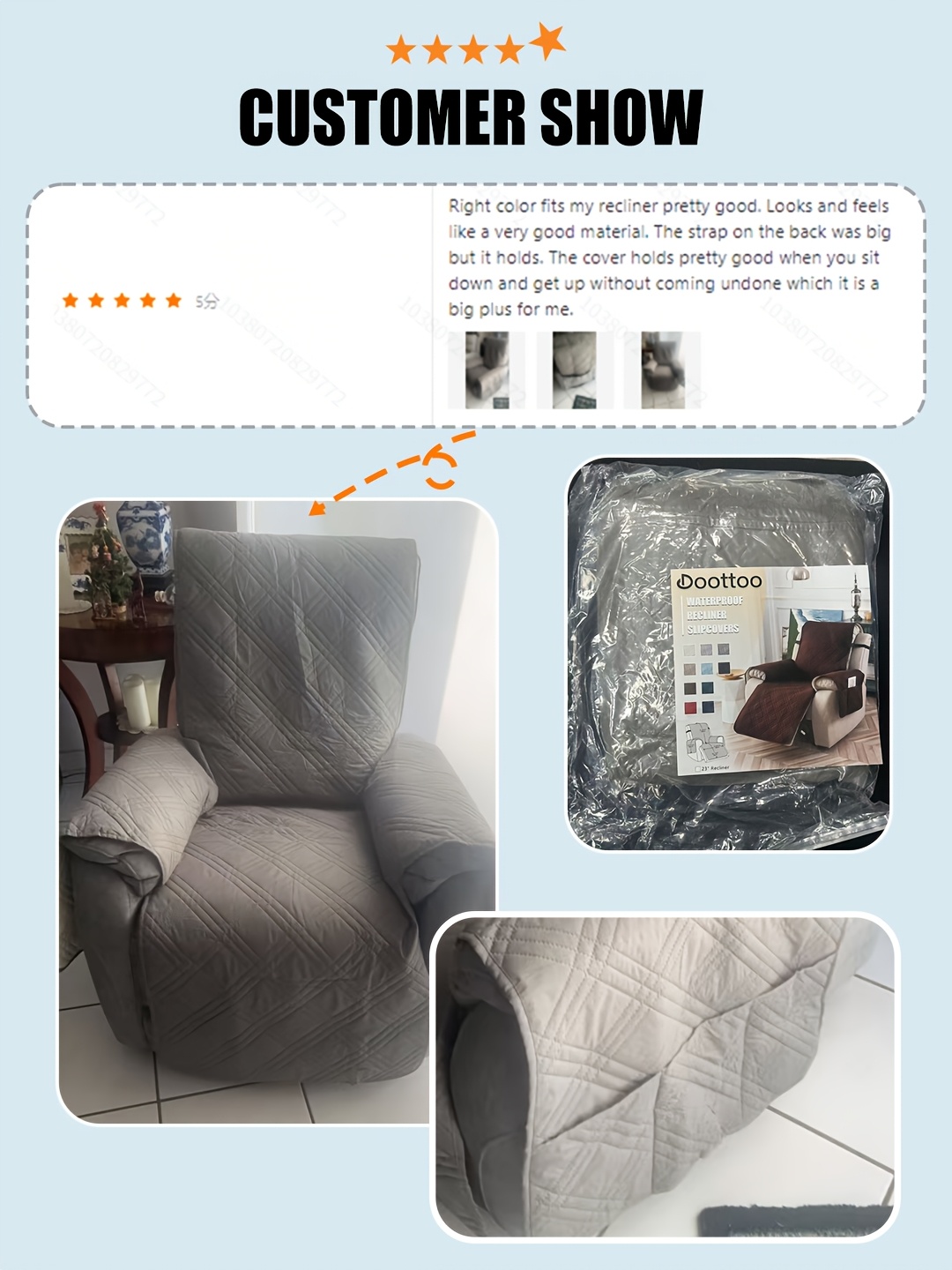 1pc 100 waterproof recliner chair cover non slip recliner covers for recliner chair with scratch resistant sofa slipcover washable furniture protector for living room summer home decor mothers decorations Product details 4