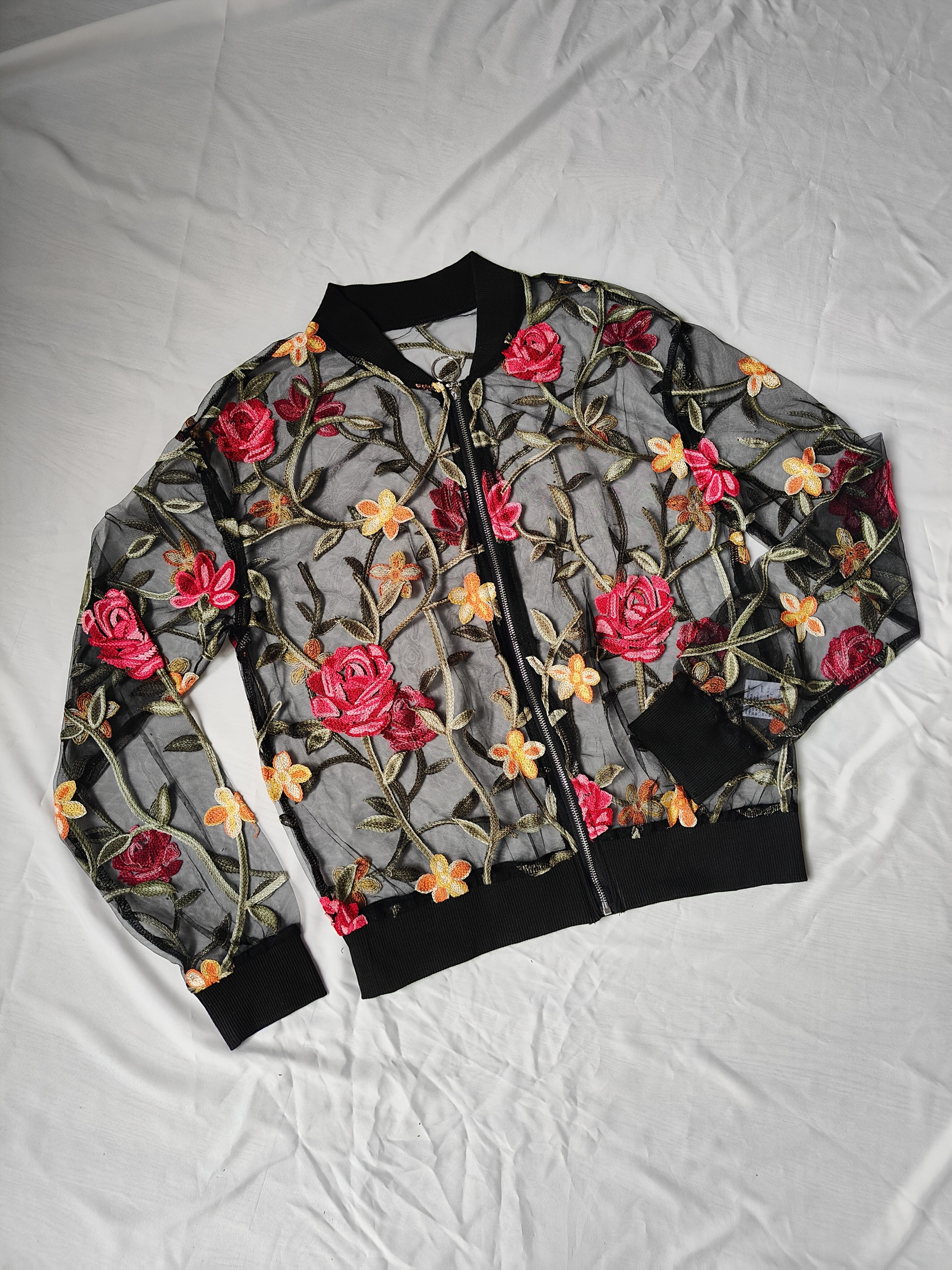 Adidas Floral Blue Red Pink Flowers Track Jacket Girls