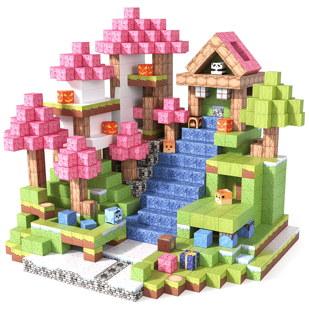 100pcs Interlocking Puzzle Blocks Ice Castle Theme