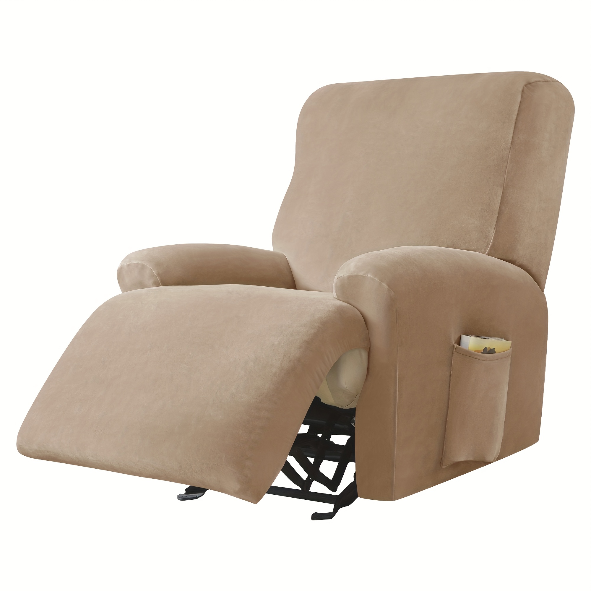 TEMU 4pcs Velvet Full Coverage Elastic Segmented Recliner Single Seat Sofa Cover Home Decor Sofa Cover