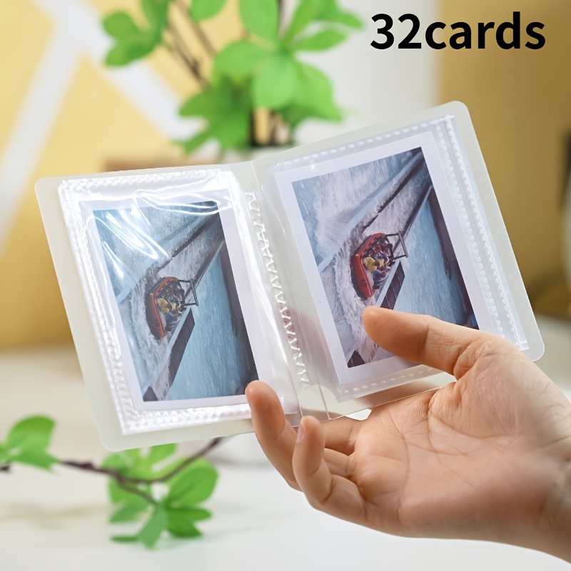 TEMU Álbum de almacenamiento de 32 ranuras para fotos y pegatinas transparentes en pulgadas para postales, pegatinas, sellos, almacenamiento