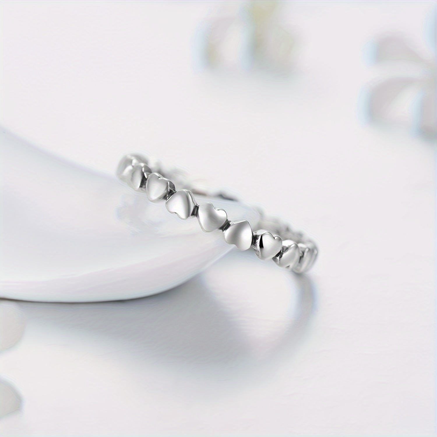 S925 Silvery Full Heart Ring Japanese Version Versatile Ring