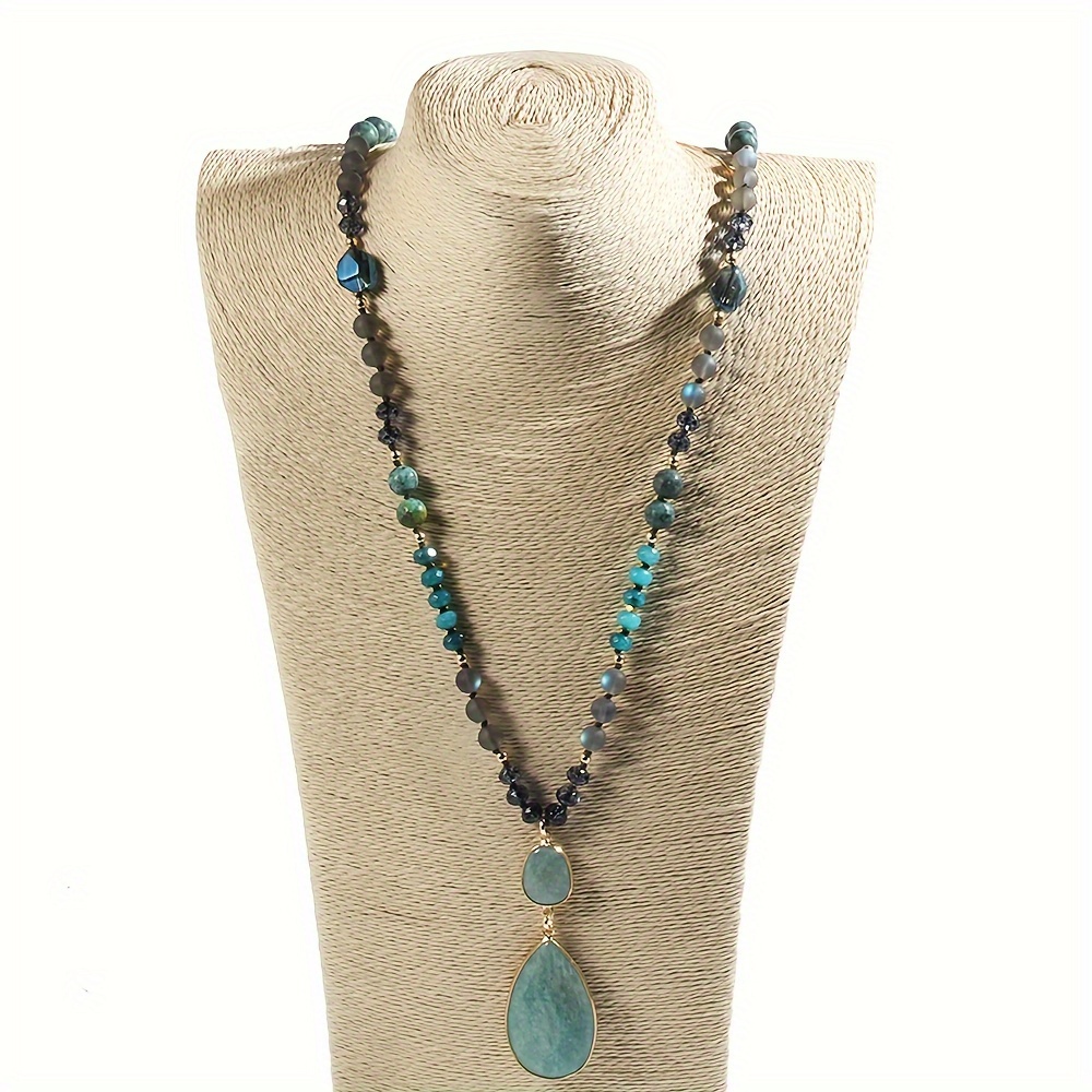 Spring Bohemian Women's Natural Stone Knot Necklace