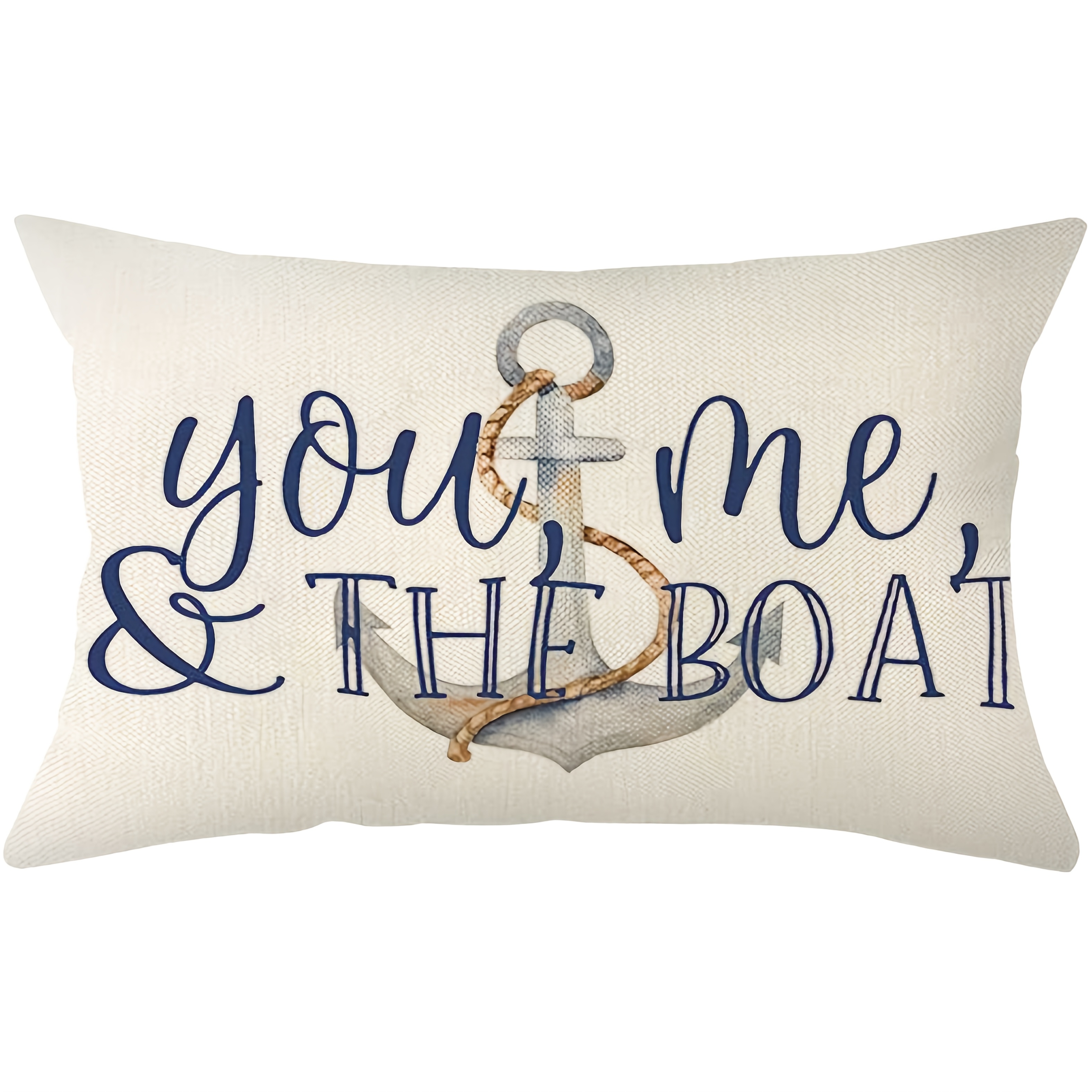 TEMU 1pc You Me And Nautical Throw Pillow Cover - Retro Boat & Print Cushion Case Suitable For Sofa Couch Bed Chair, Zipper Closure, Machine Washable