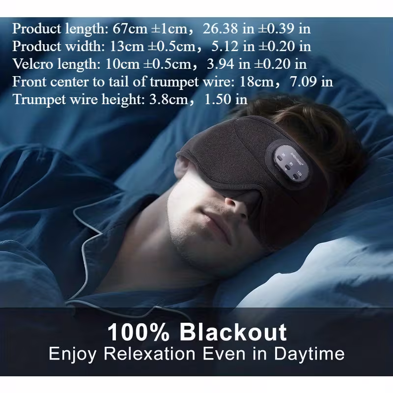 wireless sleep mask 100 blocking 3d contoured eye mask 38 white noise tracks sleep music with auto shut off breathable pressure ideal for side sleepers travel unisex gift for men and women Product details 4