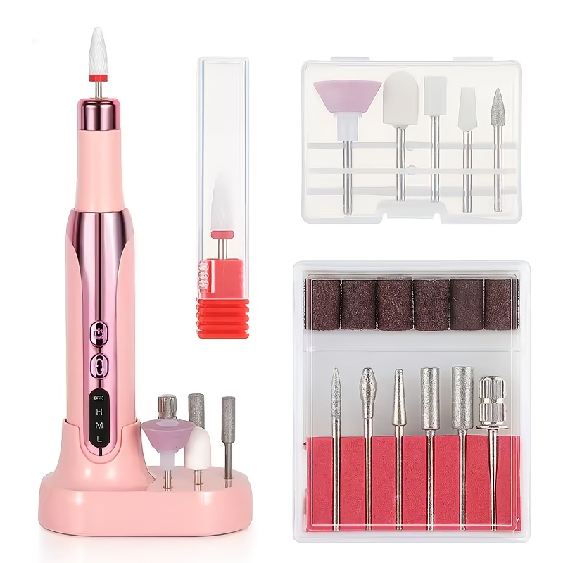 TEMU Usb Rechargeable Electric Nail Drill Kit - Multi-level Adjustable, Portable And Foot Care Tool, Includes Nail Drill And Dead Skin Scraper,