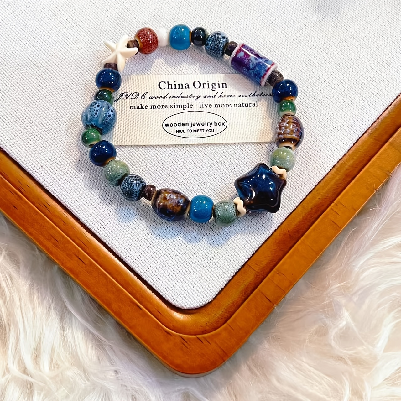 Dopamine-Colored Handmade Ceramic Bracelet, Bohemian Charm