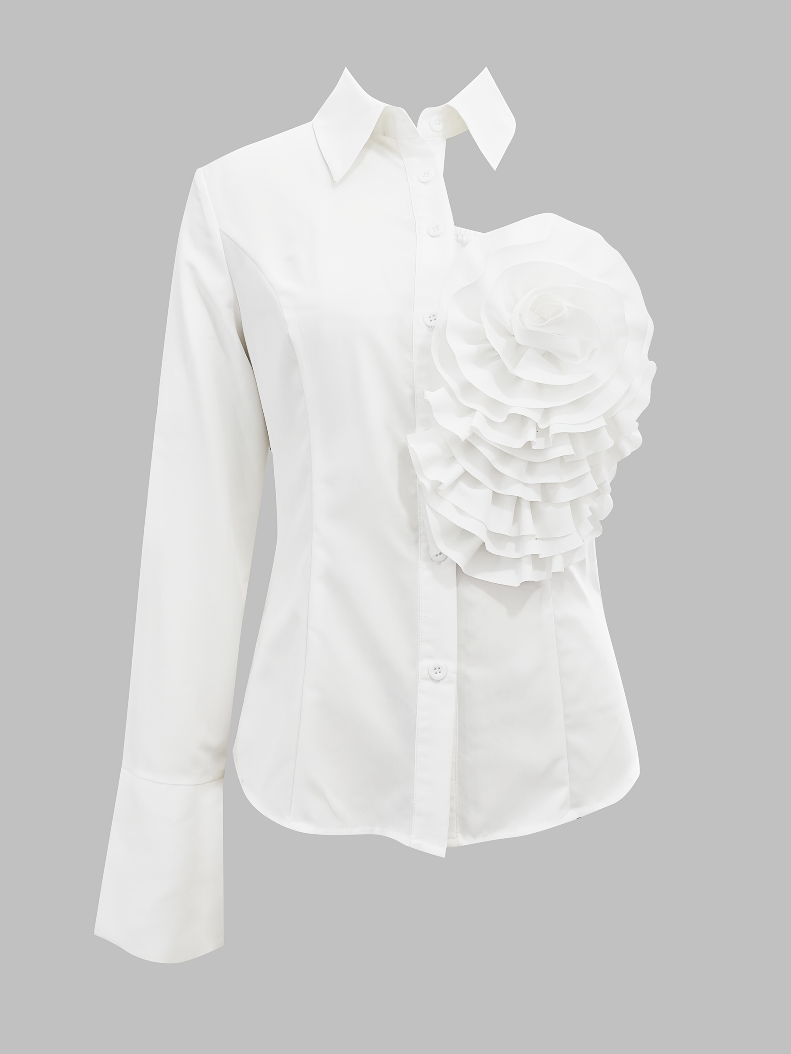 women's sexy shoulder white shirt 3d floral applique stand Temu