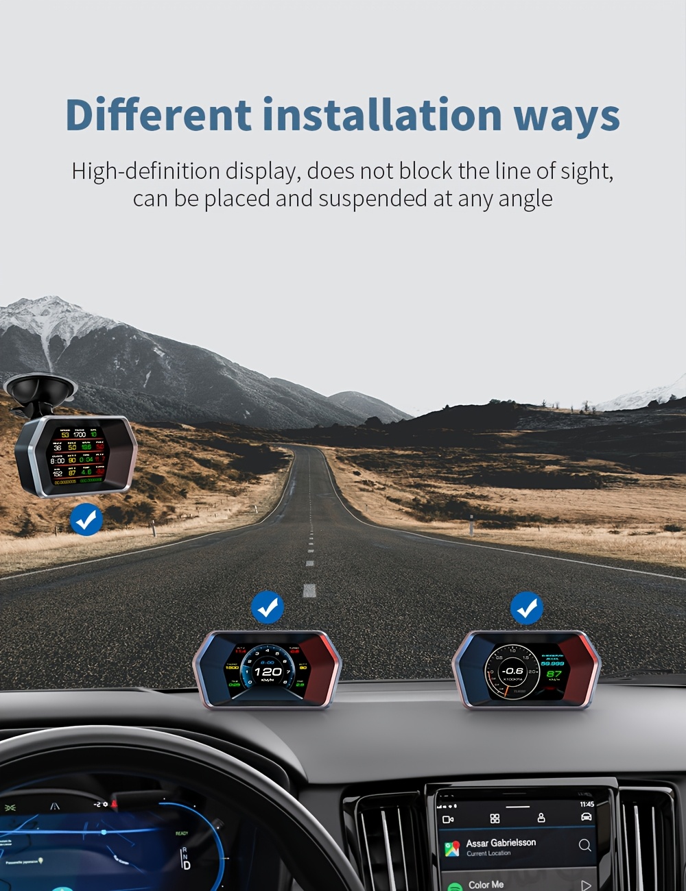 car   obd tester   hud gps computer speedometer windshield projector car dashboard speed displays system modification car accessories Product details 5