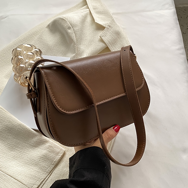 TEMU Minimalist Small Shoulder Bag, Novelty Flap Shoulder Purse, Women's All-match Pu Leather Handbag For Daily Use