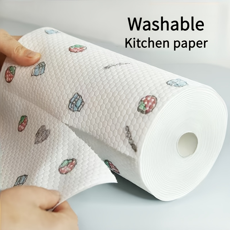   400 sheet roll of disposable kitchen towels washable dry wet use non stick oil degreasing cloths for household cleaning assorted styles lazy rag kitchen paper towels details 1