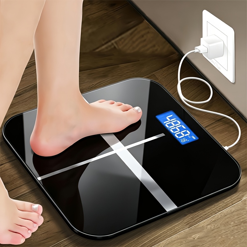 item picture 1pc hd digital weight scale 396lb 180kg capacity led backlit lcd display tempered glass surface body weight scale for home fitness outdoor battery powered