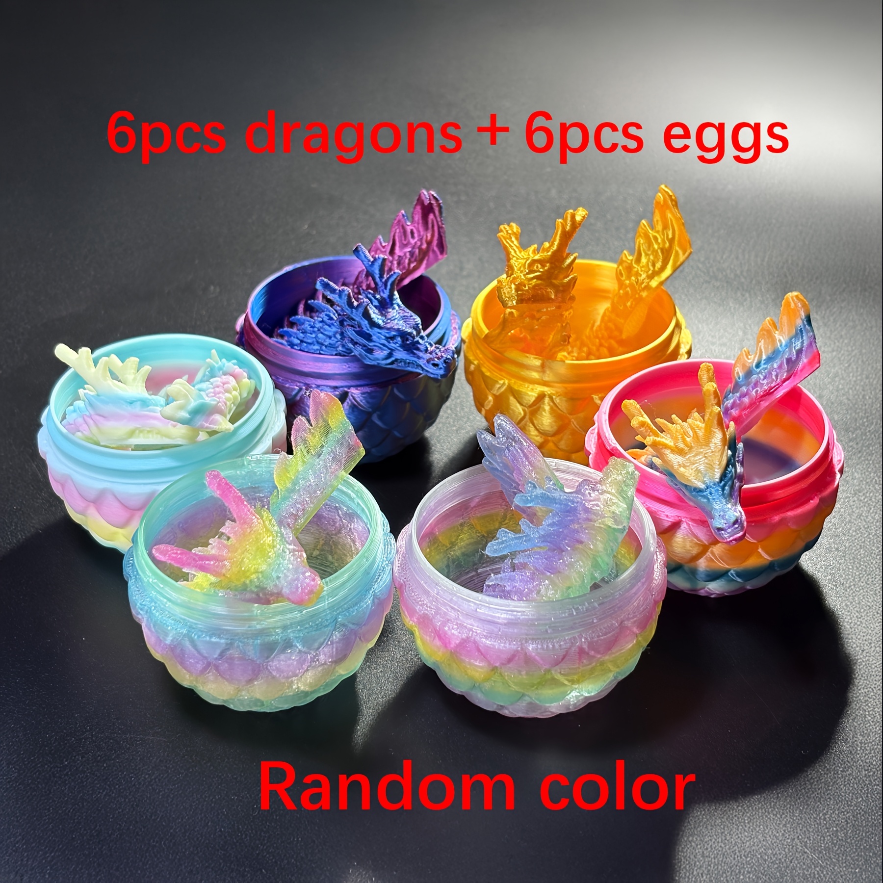 Image of 12pcs Dragon And Dragon Egg Set, Random Color, Fantasy And Egg Figurines, Easter, Hatching Vitality Festival Figurines, Easter Gift, Birthday Gift, Festival Party Figurines