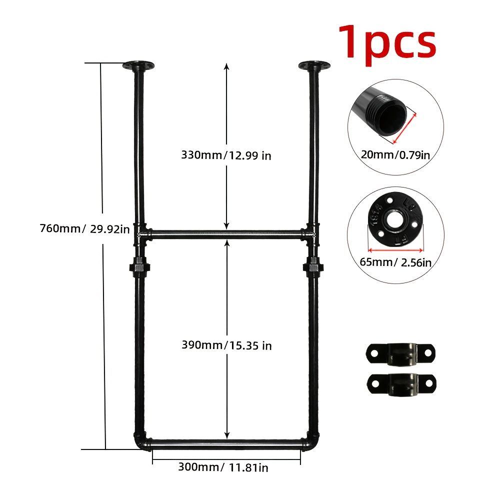 1-pack, Industrial Style Vintage Black Two-tier Shelf Hanging Bracket, Wrought Iron Hanging Cabinet Metal Ceiling-mounted Wine Rack, Kitchen