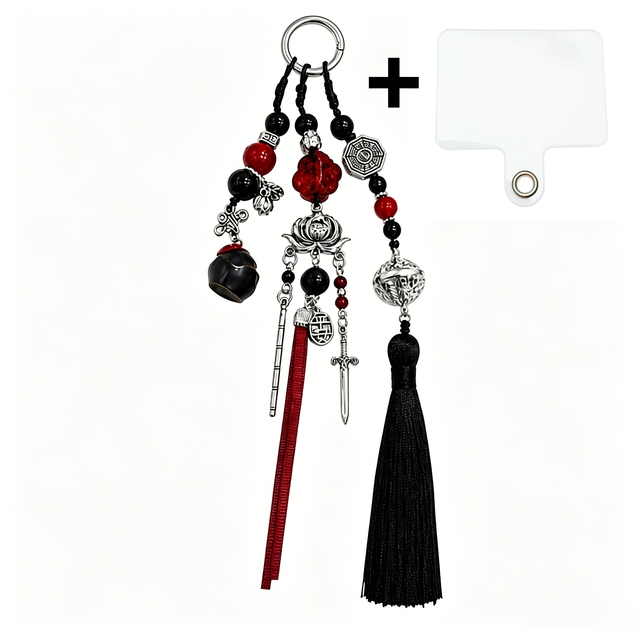 TEMU 1pc Decorazione per telefono gamma con nappa squisita in stile anime cinese, colori e coordinati, ciondolo per borsa, ciondolo per fotocamera,