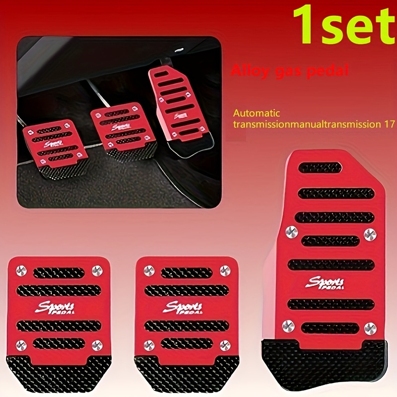 3pcs Red Universal Non Slip Car Pedal Pad Cover Decor Car Interior Accessories
