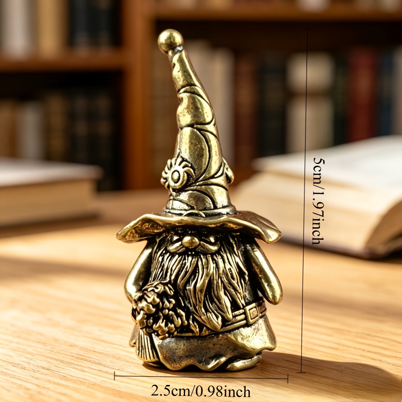 TEMU Vintage Metal Goblin Wizard Statue Collectible Figurine - Creative Wizard Decoration, Perfect Halloween, Christmas, Easter Gift