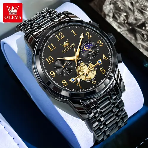 luxury brand mens watches multifunctional quartz wristwatch for men stainless steel luminous for man watch 2024 new