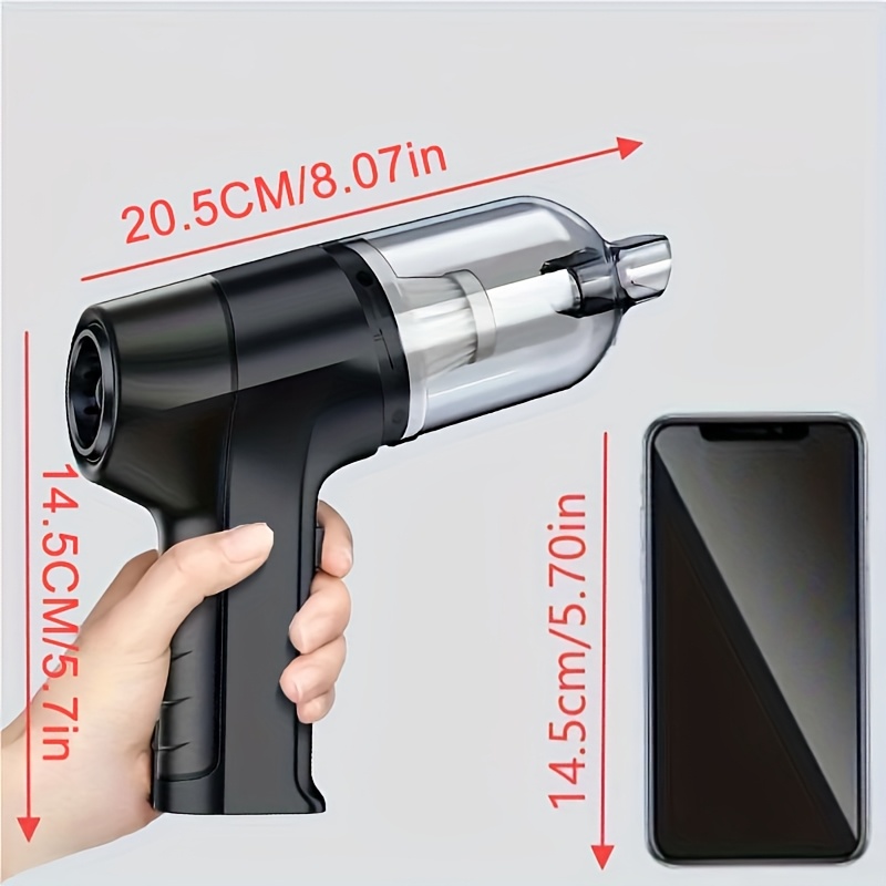 Aspiradora inalámbrica con tres funciones: succión, aspiración y soplado. Alta potencia, larga duración de batería, ideal para limpiar polvo, residuos y pelo de mascotas en casa o coche, incluye accesorios adicionales - Imagen 5