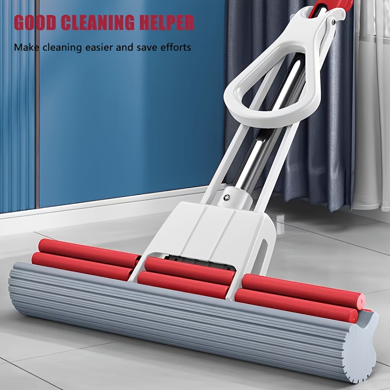 sponge mop household one drag clean no hand washing rubber mop super absorbent cleaning god including 2 mop heads details 0