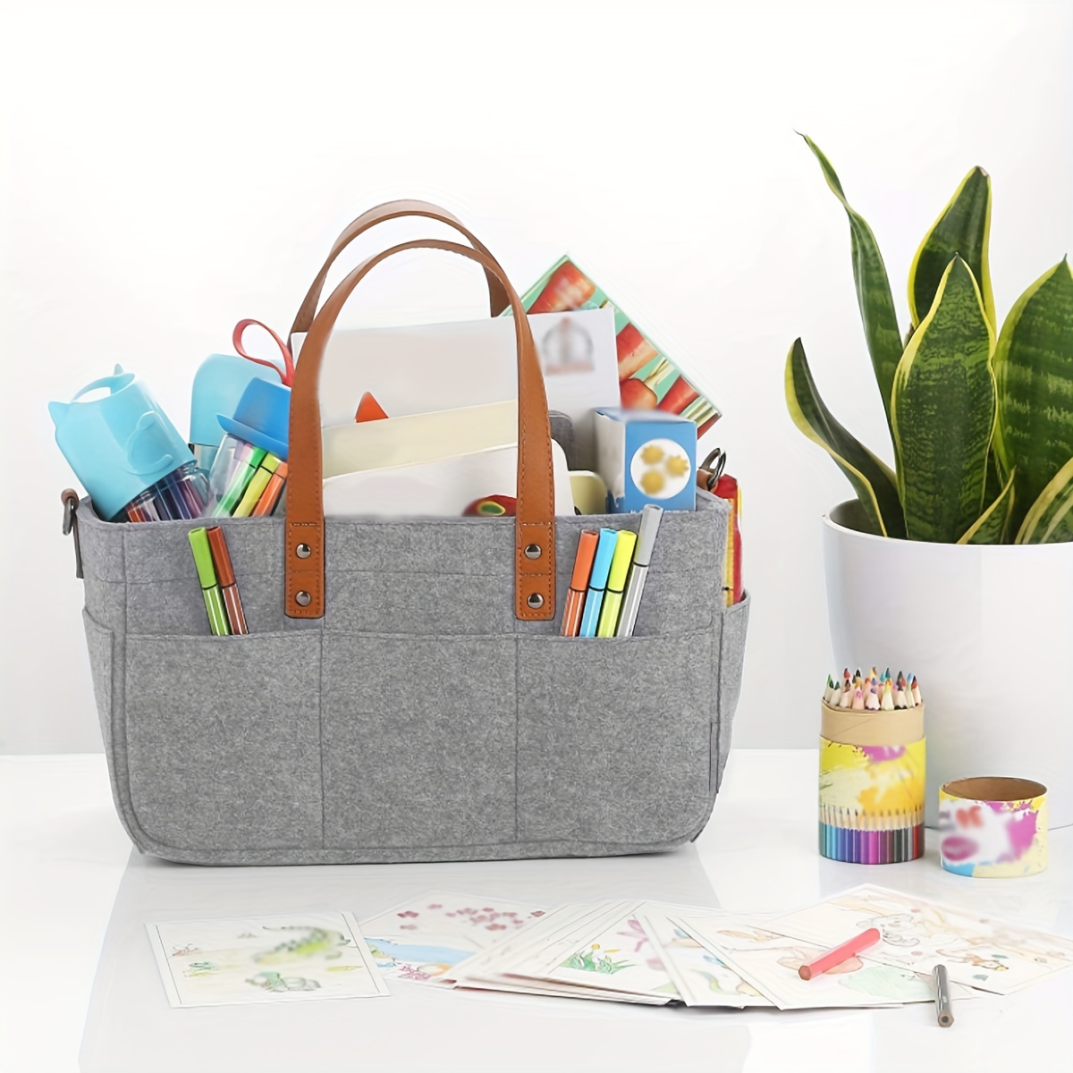 

Multi-pocket Diaper Organizer, Portable Gray Storage Bag For Mom, Versatile Storage Bag With Hanging Handle