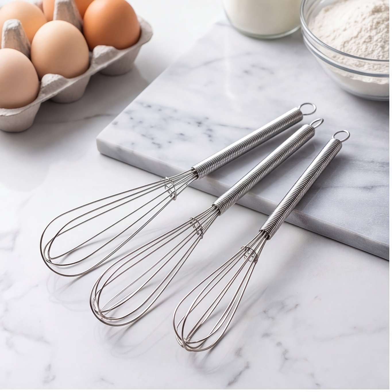 TEMU 3pcs Stainless Steel Mini Manual , Lightweight Hand Mixer, Practical Food Mixing Tools For Home Baking