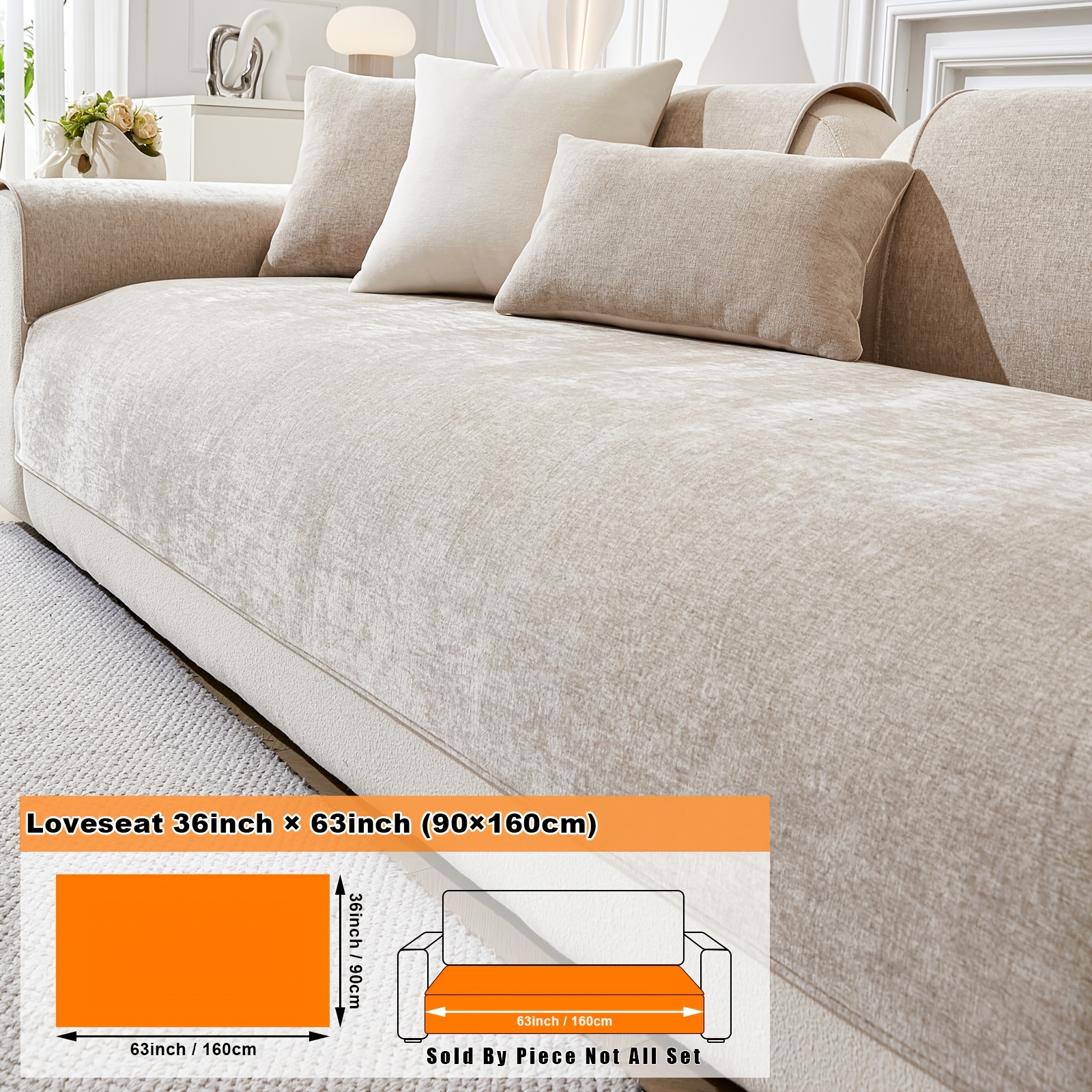 E-shop Moresoo Einfarbige, verdickte Chenille Sofakissen, Europäische und amerikanische beliebte moderne minimalistische Sofabezug,