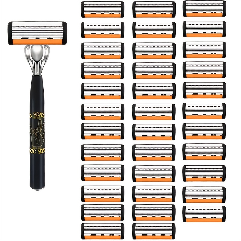 6-layer Stainless Steel Men's Safety Razor - With Durable Metal Handle, Easy To Clean, Includes Replacement For Smooth Shaving Experience Ergonomic Manual Trimming And Grooming Set