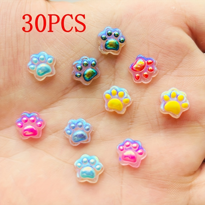 Electroplated Aurora Paw, 30/100pcs Of Cartoon Resin Flat-back Jewelry Additions, For Nail Art, Scrapbooking, And Crafts