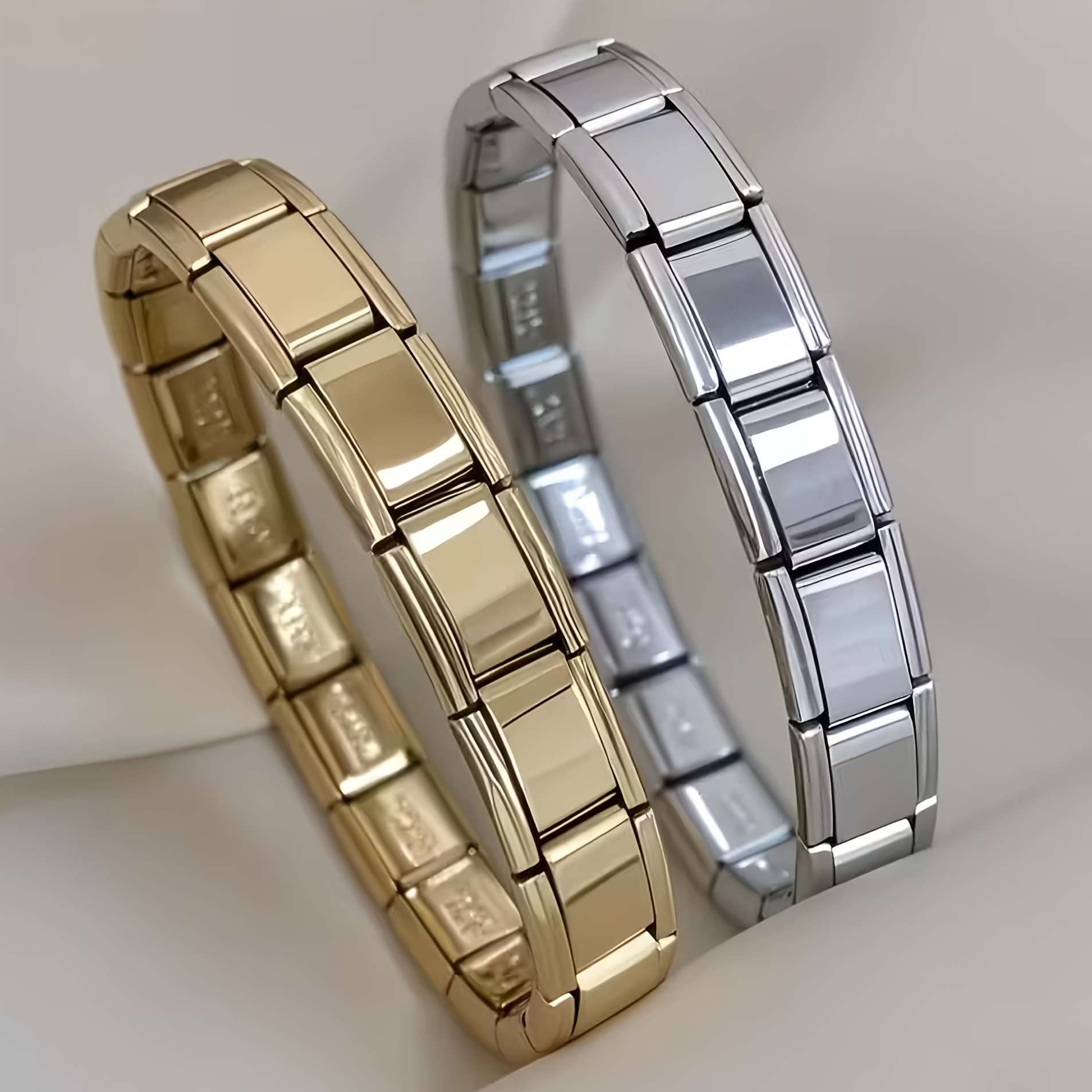 TEMU 2pcs Stainless Steel Elegant Bracelet Set, Detachable And Adjustable Fashion Bracelet, Multifunctional Fashion Accessory. Perfect Unisex Gift