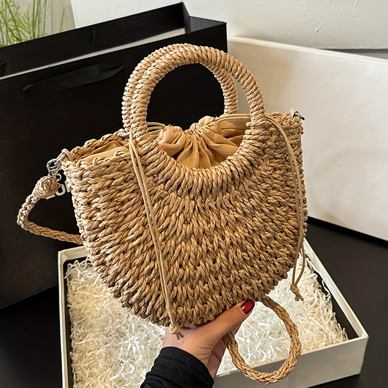 women's straw woven crossbody bag beige Temu Greece