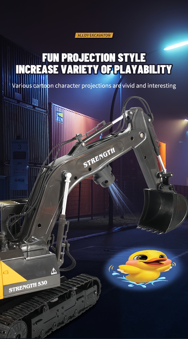 [RC Excavator] 1:20 Scale Alloy RC Excavator Toys | Remote Control Construction Vehicle, Metal Shovel, Battery Powered, Digging Arm | Birthday Gift, Easter Gifts For Adults Boys Kids