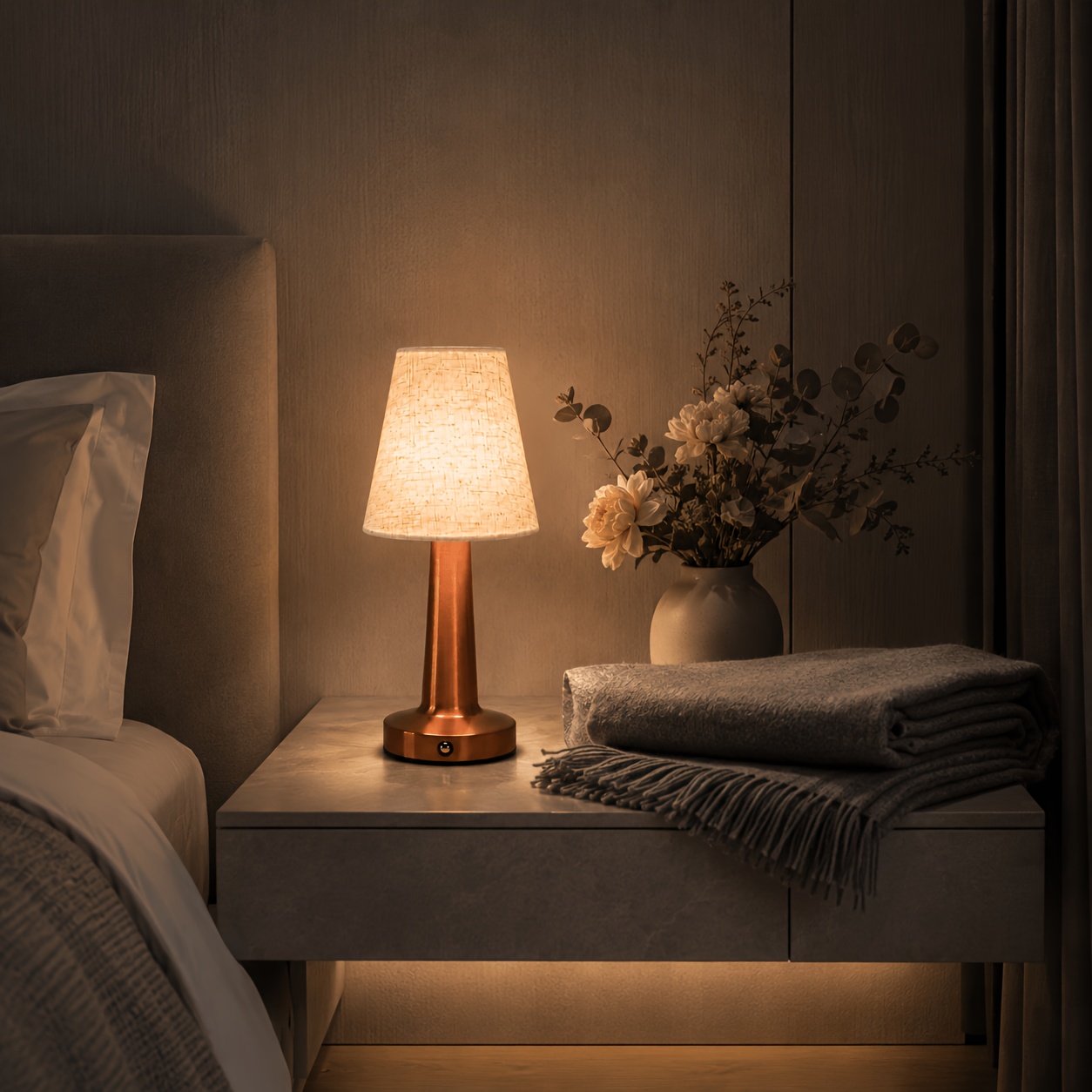 Retro Touch Lamp with Cordless Charging and 3-Color Light