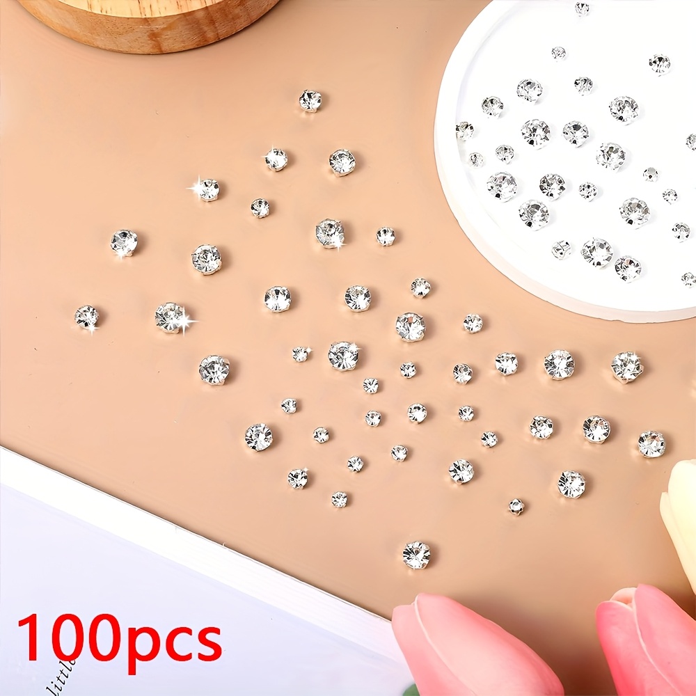 Sew-on With Silvery Claws, 100/200/500pcs Transparent Glass With Silvery Claws, Suitable For Jewelry, Clothing, Shoes, And Apparel, 3-10mm