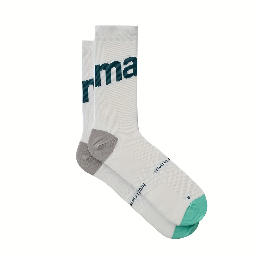 Image of Mid Calf Cycling Socks For Men And Women | Comfortable Knit Fabric With Elastane, Suitable For Outdoor Sports, Hiking, Tennis