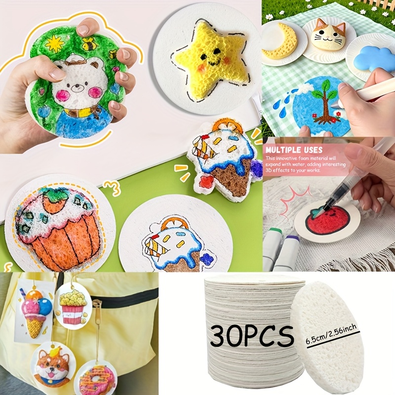 E-shop 10/ Stück 3D-Schwamm-Leinwand 2,56-Zoll leere runde Brettpappe, Schaumstofftextur-Malwerkzeug, geeignet für DIY-Aktivitäten kreative Projekte,