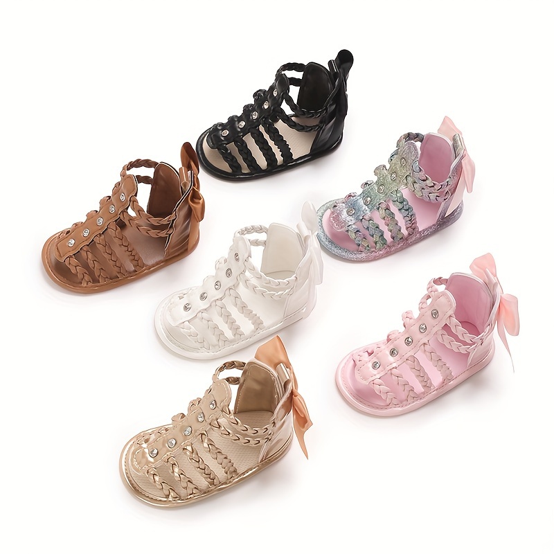 

Trendy Cute Bowknot Decor Hollow Sandals For Baby Girls, Breathable Lightweight Walking Shoes For Summer