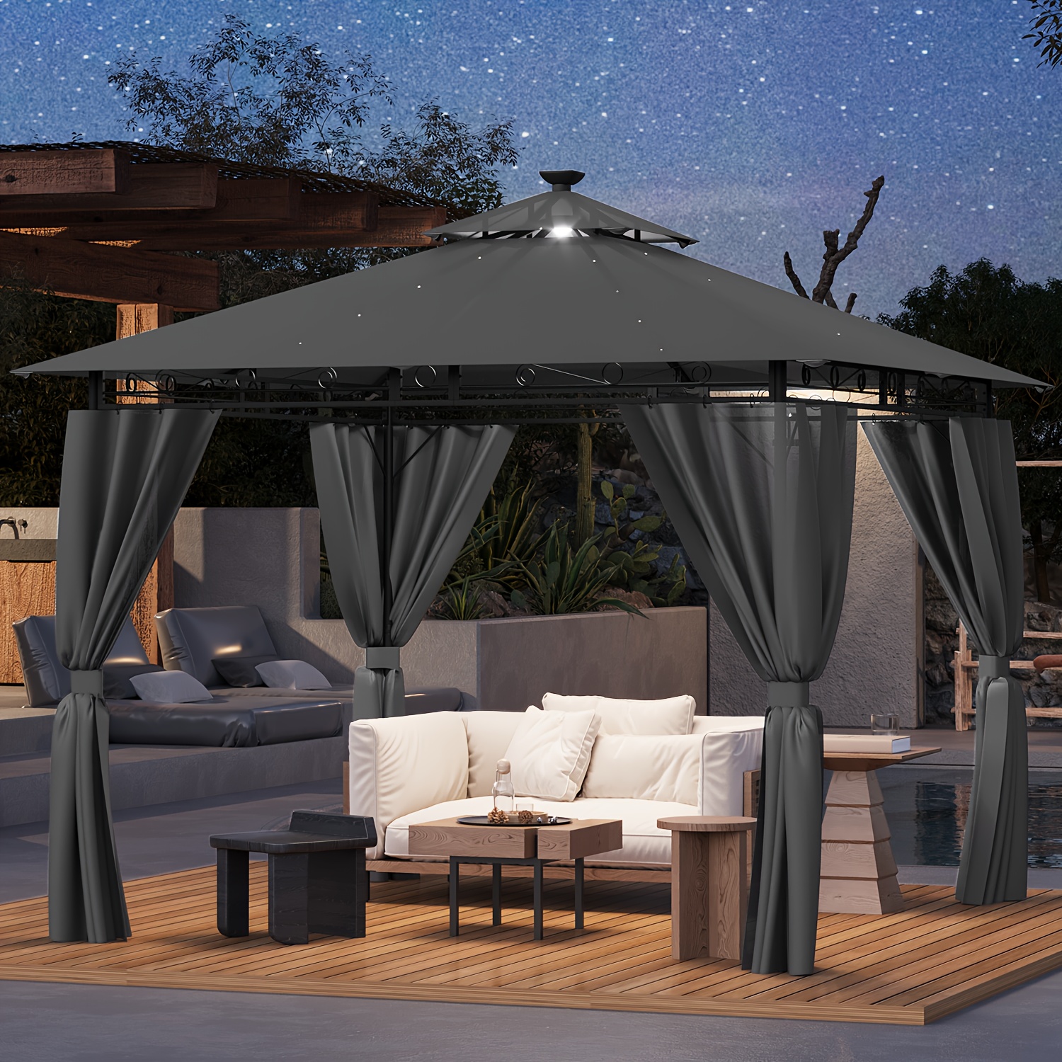 Image of Devoko Garden 3x3 Metres, Outdoor , Luxury , Uv-resistant , Outdoor , With , For 4-6 , With/without Lights, In Beige Or Grey