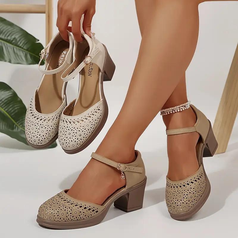 womens chunky heeled sandals with a versatile and trendy high heeled summer shoes 2