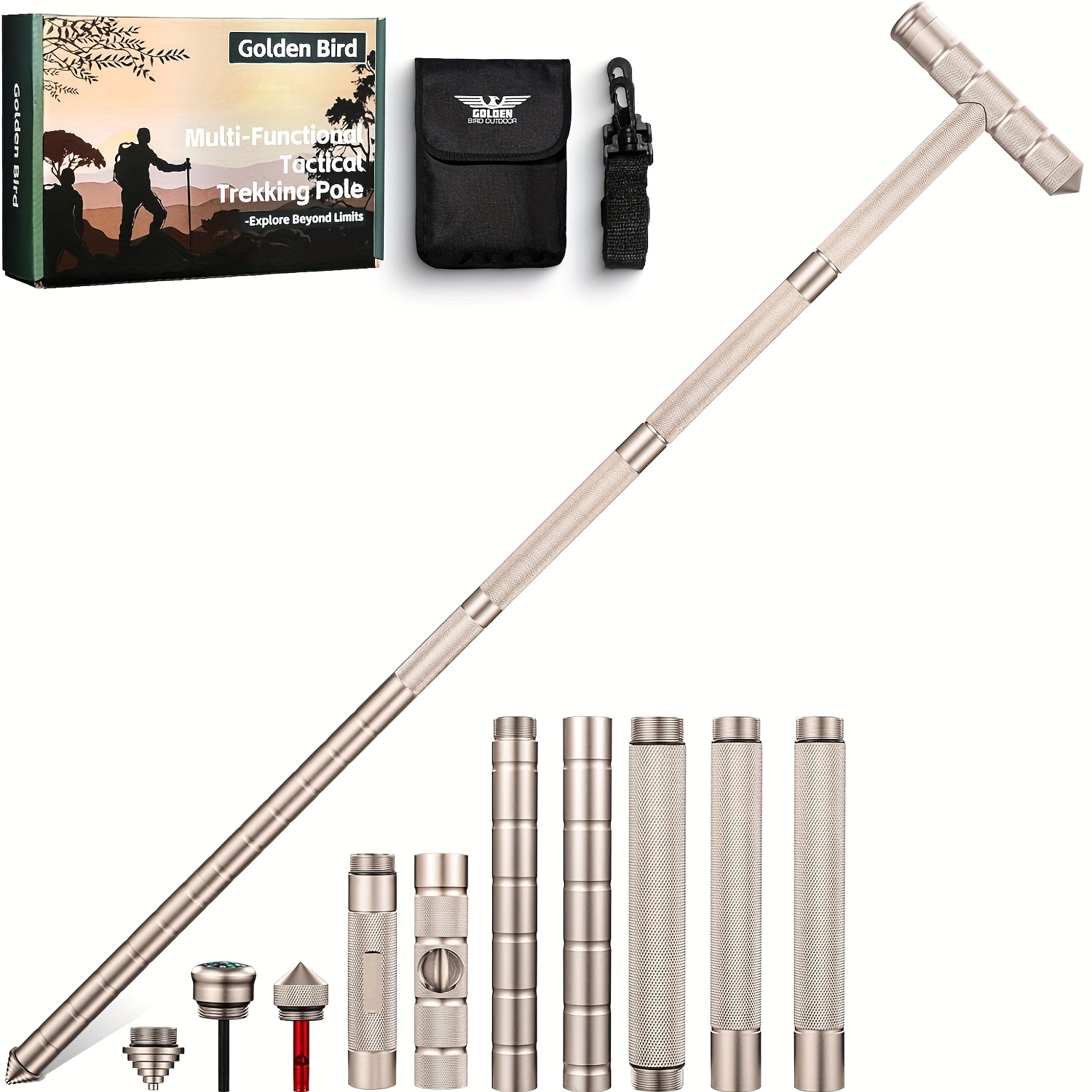 Image of Versatile Trekking Poles For Hiking, Adjustable Walking Sticks Perfect For Gifting On Occasions Like Halloween, Christmas, Or Thanksgiving, Suitable For Men And Women (golden)
