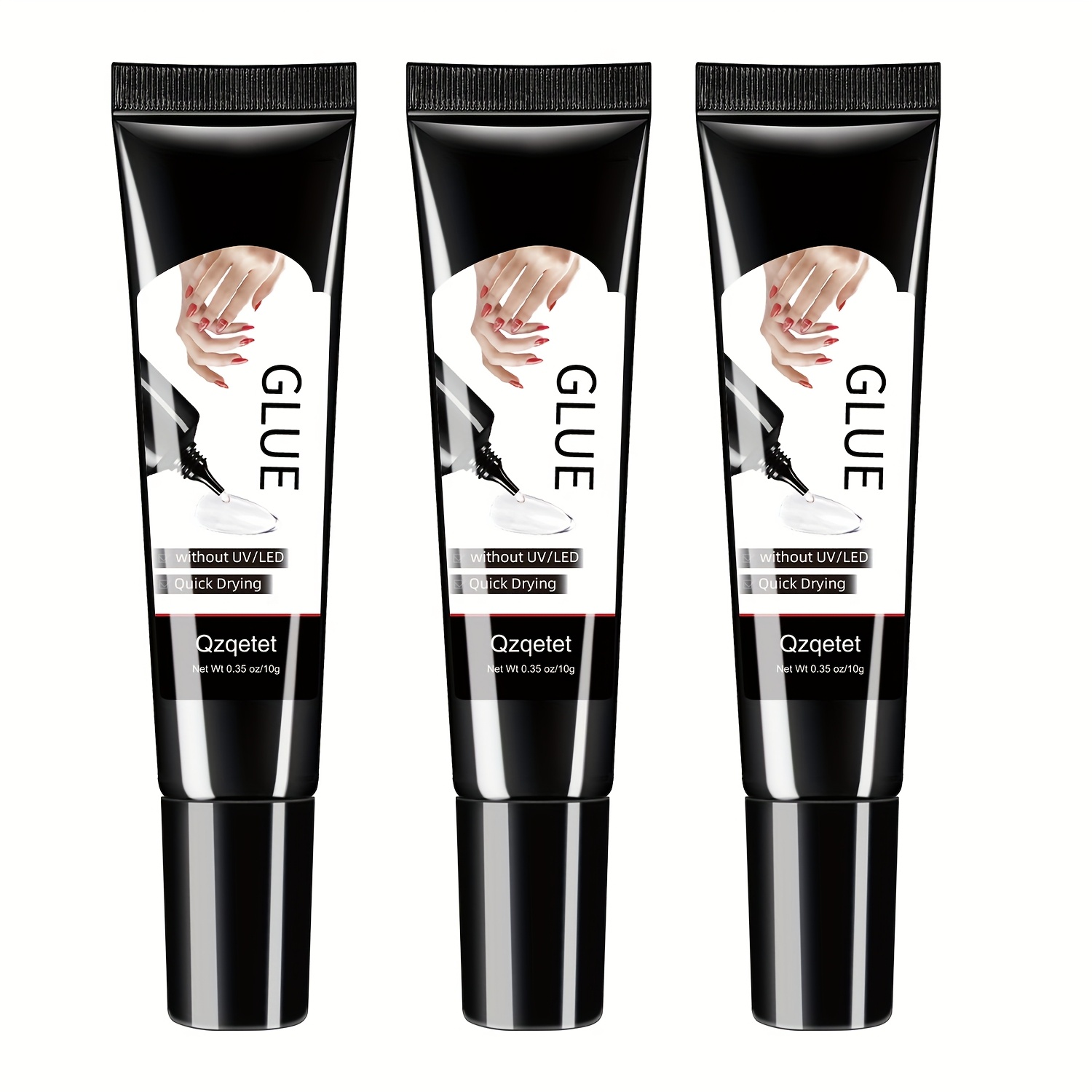 TEMU 3 Pack Solid Nail Glue Gel For Press On Nails, Extra Strong Nail Glue, No Lamp Required, Quick Drying Nail Glue, Long Lasting False Acrylic Nail Glue Gel (10g X 3)