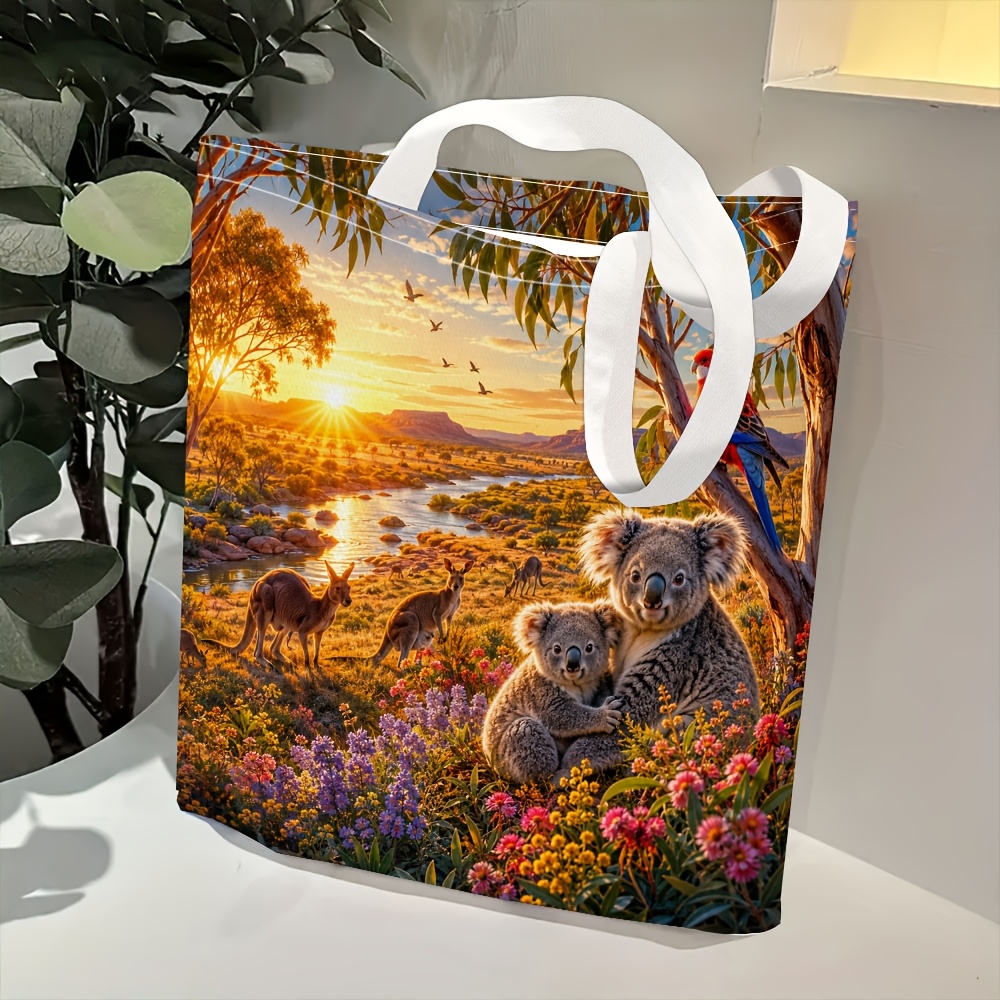 TEMU 1pc, Australian Wildlife Themed Women's Shoulder Bag, Multi-functional, Tote Bag, Clutch, Evening Handbag, Travel Essential, Fashionable And