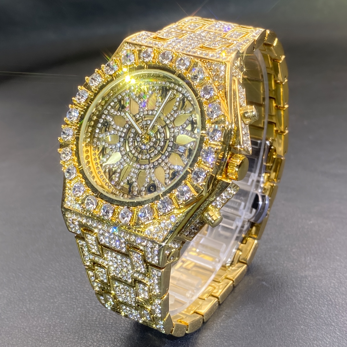 Luxury For Men, Date Night Party Fashion -the-dark Quartz Clock, Hip-hop Synthetic Rhinestone Sparkling Jewelry Wristwatch, In Multiple Colors, Perfect For Couple's Matching