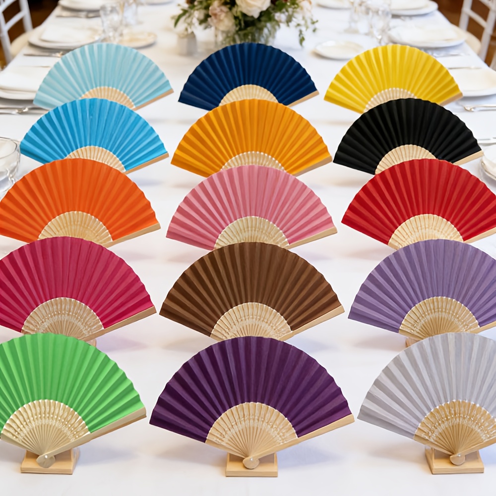 E-shop 15 Stück Böhmische Bambus-Faltfächer für Hochzeiten, Partys, Wohnkultur – Mehrfarbige, Leichte Kühlfächer, & Dekorativ als Geschenk für