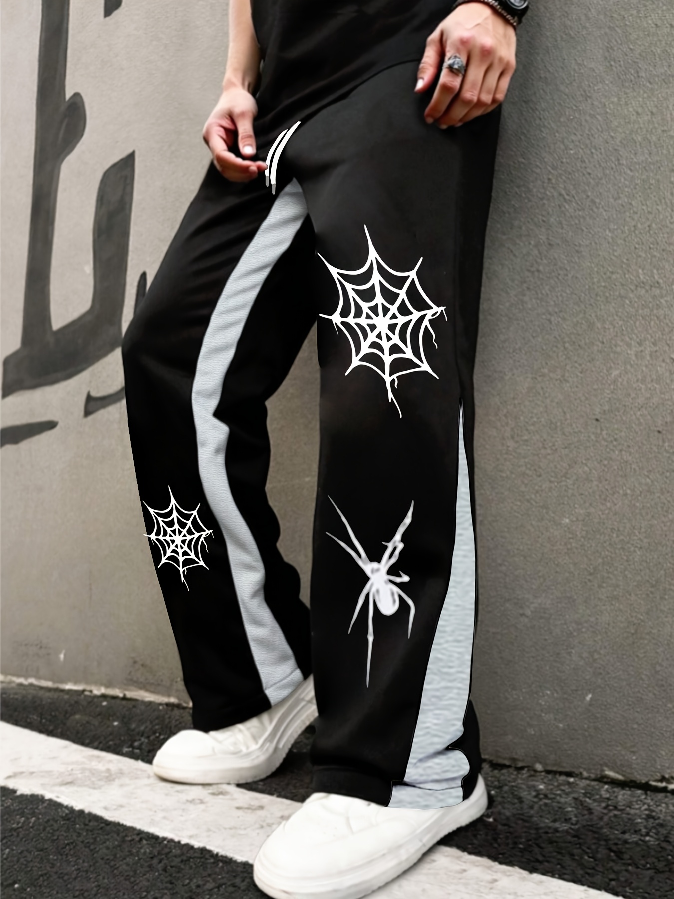 mens flared pants drawstring waist pocket featuring a flame - Temu