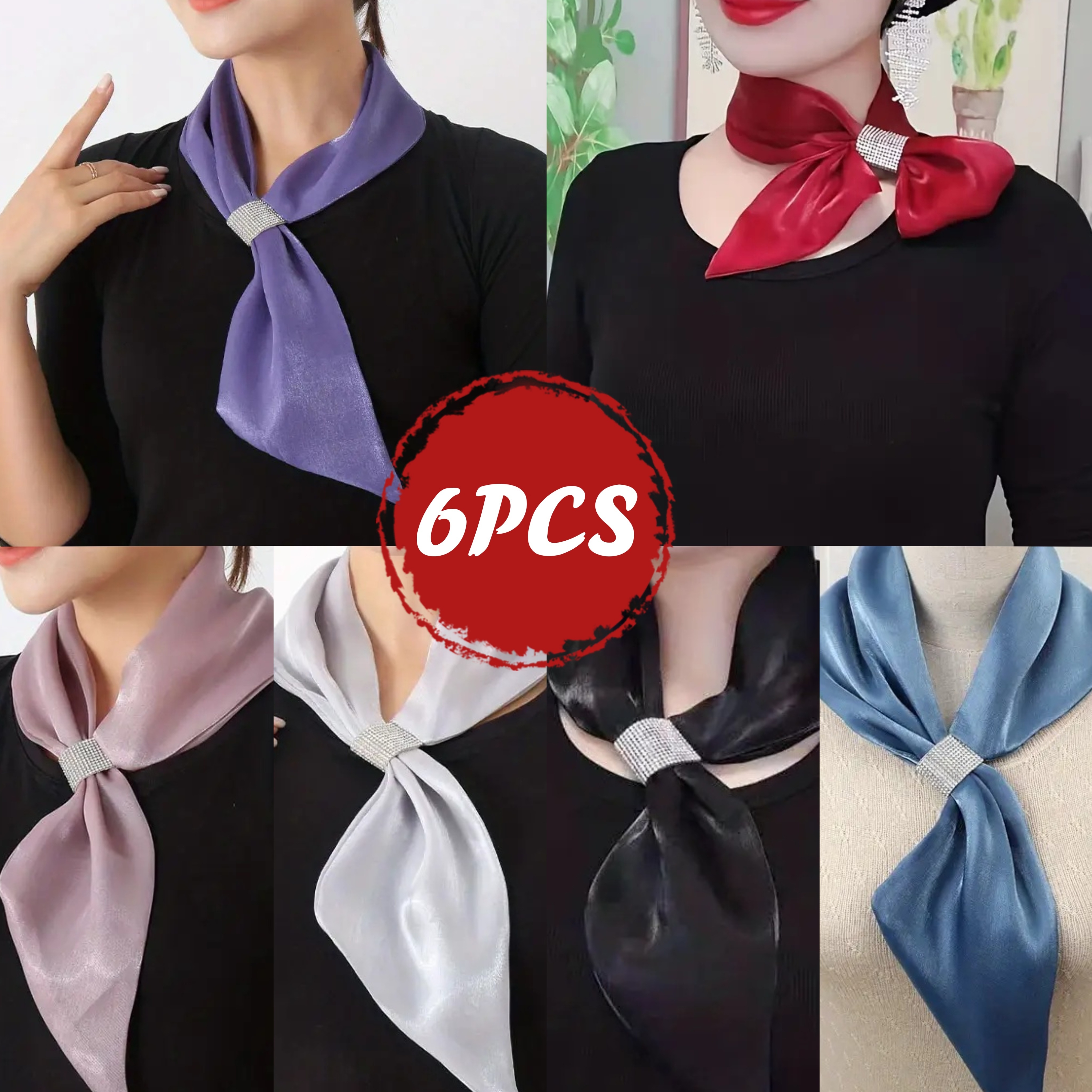 TEMU 6 Women's Elegant Water Decorative Scarves - Shiny Metal Long Neck Scarf, In 6 Colors, Suitable As A Fashion Accessory For Casual And Formal
