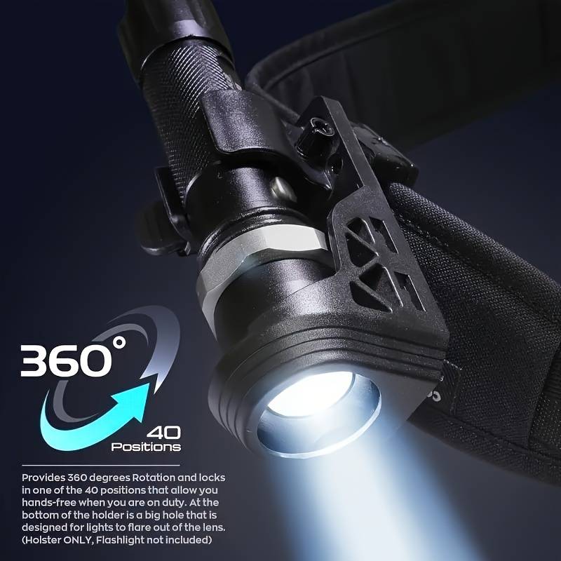 360° Rotatable Tactical Flashlight Holster - Nylon Belt Pouch With Carry Holder