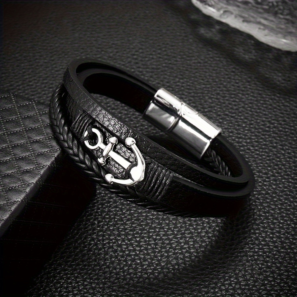 E-shop 1 Stück Herren Armreif, 1 Stück Klassischer Anker Dekor Gewebter Armreif, Ankerkopf Design Stil