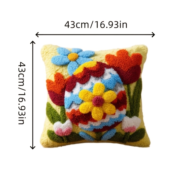 DIY Latch Hook Pillow Kit with Flower Easter Eggs
